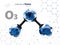 Molecule of ozone with with tehnology background,