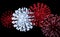 Molecule virus. Realistic 3D rendering of virus in red and white colors.