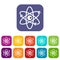 Molecules of atom icons set