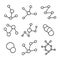 Molecules Chemical Formulas Icon Set. biology hand drawing object in isolation