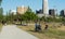 Molenbeek Brussels Capital Region - Belgium - People working out in the recreational zone of the Tour and Taxis city park