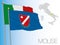 Molise official regional flag and map, Italy