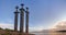 Mollebukta bay panorama with Swords in Rock monument commemorating Battle of Hafrsfjord Stavanger Rogaland Norway Scandinavia