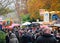 Molln, Germany, November 06, 2021: Many people visit the annual traveling fun fair in autumn without masks despite high number of
