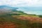 Molokai`s colorful coastline, as seen from a low-flying small airplane, in Hawaii