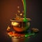 Molten Gold Coins Dripping Out of a Leprechaun\\\'s Pot of Gold, generative ai