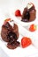 Molten lava cake with strawberry