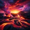 Molten Majesty: Glowing Lava Flows at Sunset