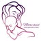 Mom and baby colorful silhouette - motherhood emblem