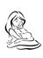 Mom with baby feeding breast posture cradle motherhood