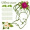 Mom and baby line silhouette and flowers - motherhood poster design