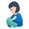 Mom breastfeeding icon, cartoon style