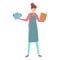 Mom cooking icon cartoon vector. Mother kitchen