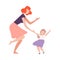 Mom and Daughter Dancing Together Holding Hands, Parent and Kid Having Good Time Flat Style Vector Illustration