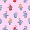 Mom`s Day seamless pattern on a pink background