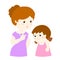 Mom scolds her daughter on white background illustration