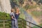 Mom and son on the background of Majestic landscape of Elephant