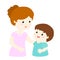 Mom talk to her son gently cartoon