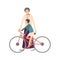 Mom teaching daughter ride bicycle. Mother showing little girl how to pedal bike. Parent and child spending time