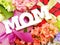 Mom word copy with gift and fllower