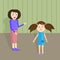Mom yells at her daughter. Adults scream at the children. Aggression in the family