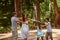 These are the moments that counts the most in life. a happy family spending quality time together in the forest.