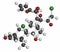 Mometasone furoate steroid drug molecule. Prodrug of mometasone. Atoms are represented as spheres with conventional color coding: