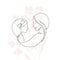 Mommy little kid line drawing. Abstract family continuous line art. Mom hugging her daughter