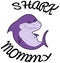 Mommy Shark cartoon sea animal violet shark on a white background. Baby shower cute character for printing on clothes or