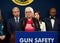 Moms Demand Action volunteer Mary DuBois speaking at a Gun Safety press conf