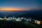 Mon Chaem Viewpoint Evening sunset among mountains and beautiful natural scenery and resort, accommodation, tent with lens flare,