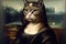 Mona Lisa as an Cat illustration generative ai