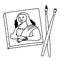 Mona Lisa painting black and white illustration