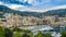 Monaco architecture and luxury yacht club, amazing mountains around, time-lapse