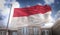 Monaco Flag 3D Rendering on Blue Sky Building Background