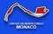 Monaco grand prix race track for Formula 1 or F1 with flag. Detailed racetrack or national circuit