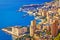 Monaco and Monte Carlo cityscape and harbor aerial view