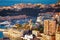 Monaco and Monte Carlo cityscape and harbor aerial view