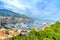 Monaco Montecarlo principality aerial view cityscape. Azure coast. France