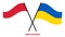 Monaco and Ukraine Flags Crossed And Waving Flat Style. Official Proportion. Correct Colors