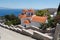 Monastery of Agios Savvas located on top of a hill above Pothia Town, the capital of Kalymnos, Dodecanese, Greece