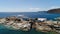 Monastery of Chrisopigi in Faros on the Sifnos island in Greece aerial view