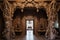 monastery entrance adorned with intricate woodwork