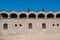 Monastery of Filerimos, Rhodes Island, Greece. Europe. View from the west at modest stone masonry wall