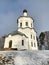 Monastery of Nilo-Stolobenskaya Nilov deserts in the Tver region. Church of the exaltation of the cross in winter