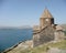 Monastery of Sevanavank with the lake of Sevan in Armenia. 