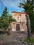 Monastery in Spain, with columns and ancient walls and a journey through the streets in Spain