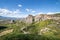 Monastery of St. Nicholas Anapavsa and Varlaam Monastery panoramic view, Meteora Monasteries, Trikala, Thessaly, Greece