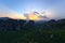 Monastery of Varlaam, Holy Monastery of Saint Nicholas, Monastery of Rousanou and Megalo Meteoro at sunset