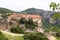 Monastery of Varlaam in rock formation and landscape, Meteora, K